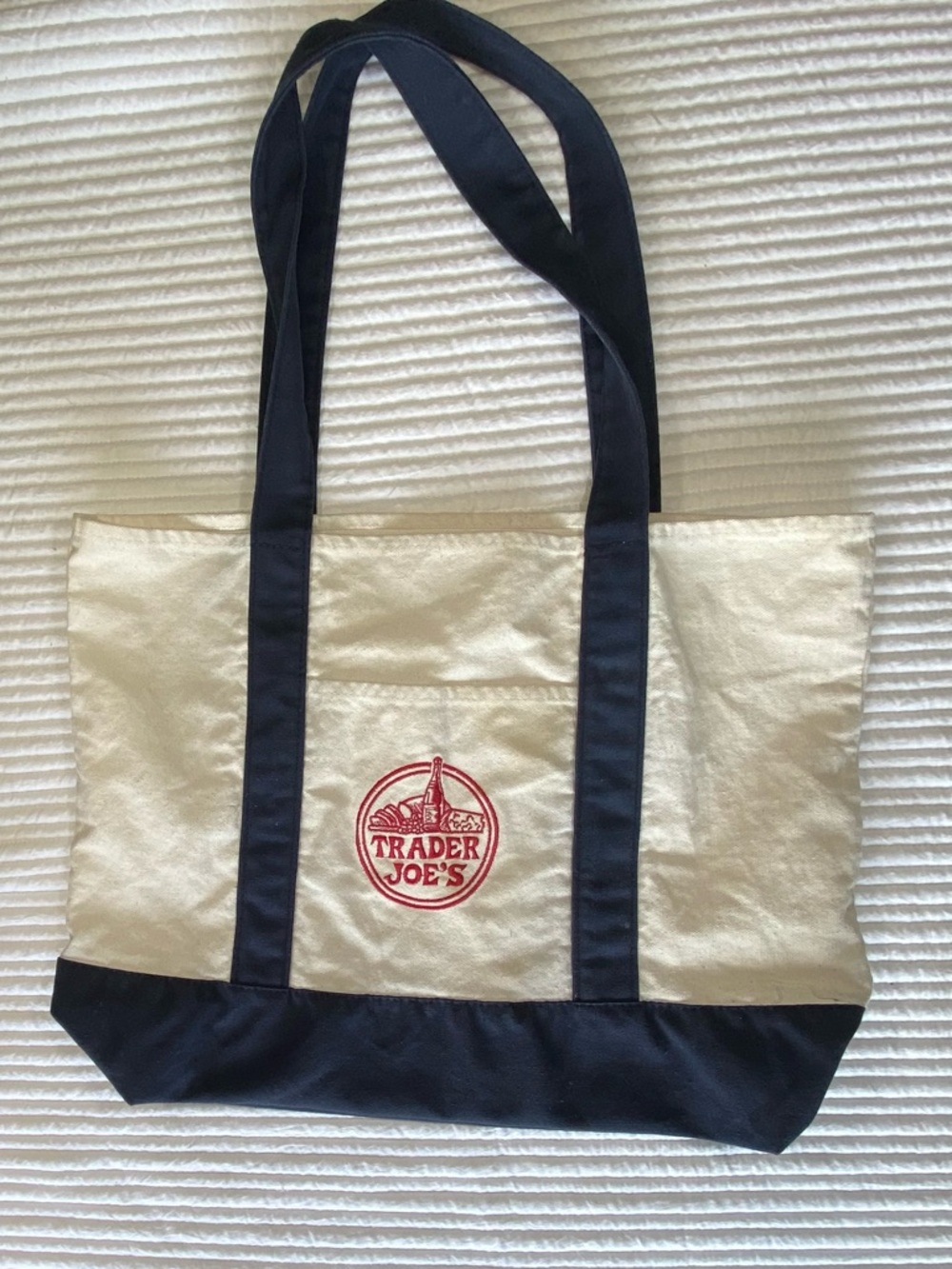Trader Joe's Cream and Black Logo Tote